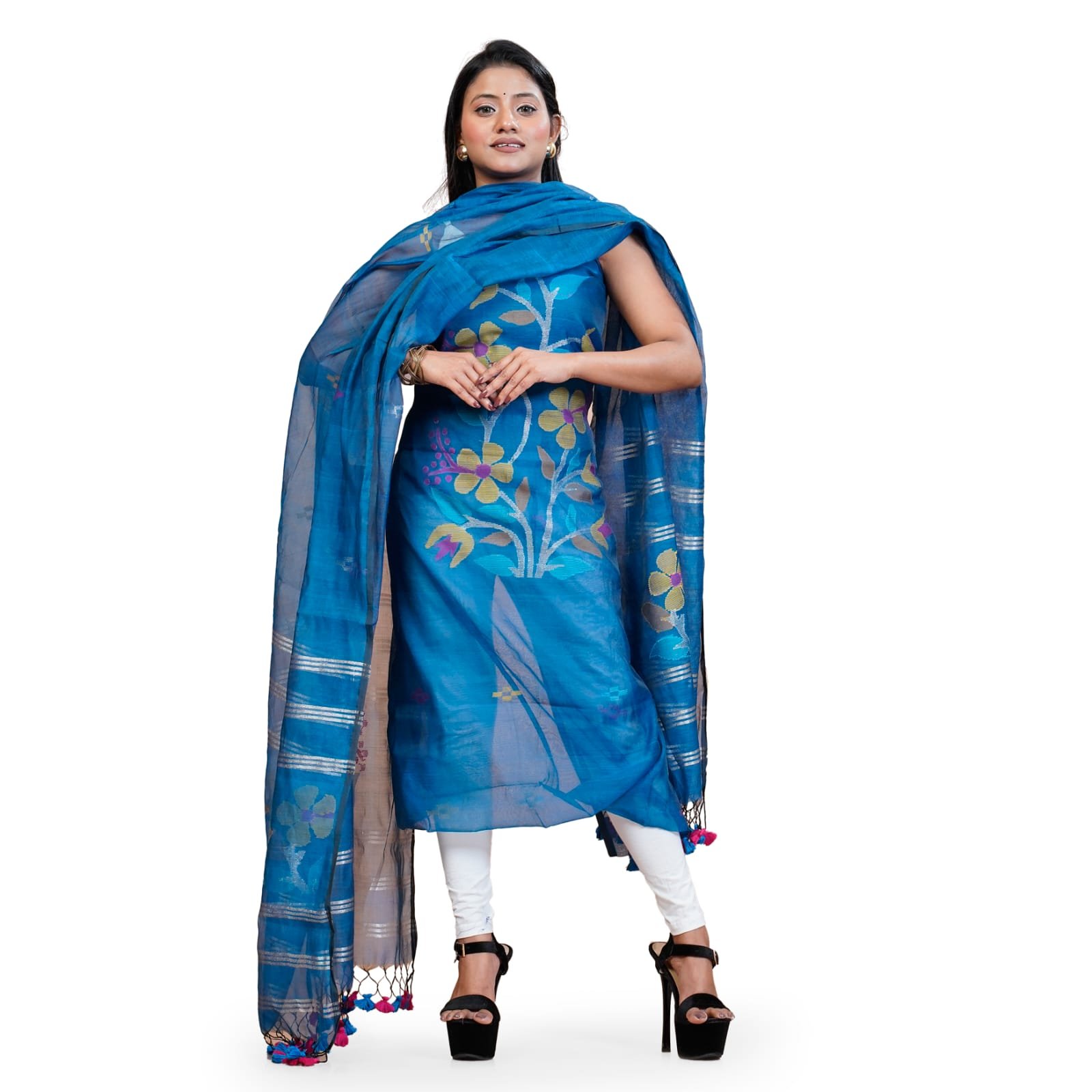 Torshiki Jamdani Work Floral Handloom Suit - Image 6