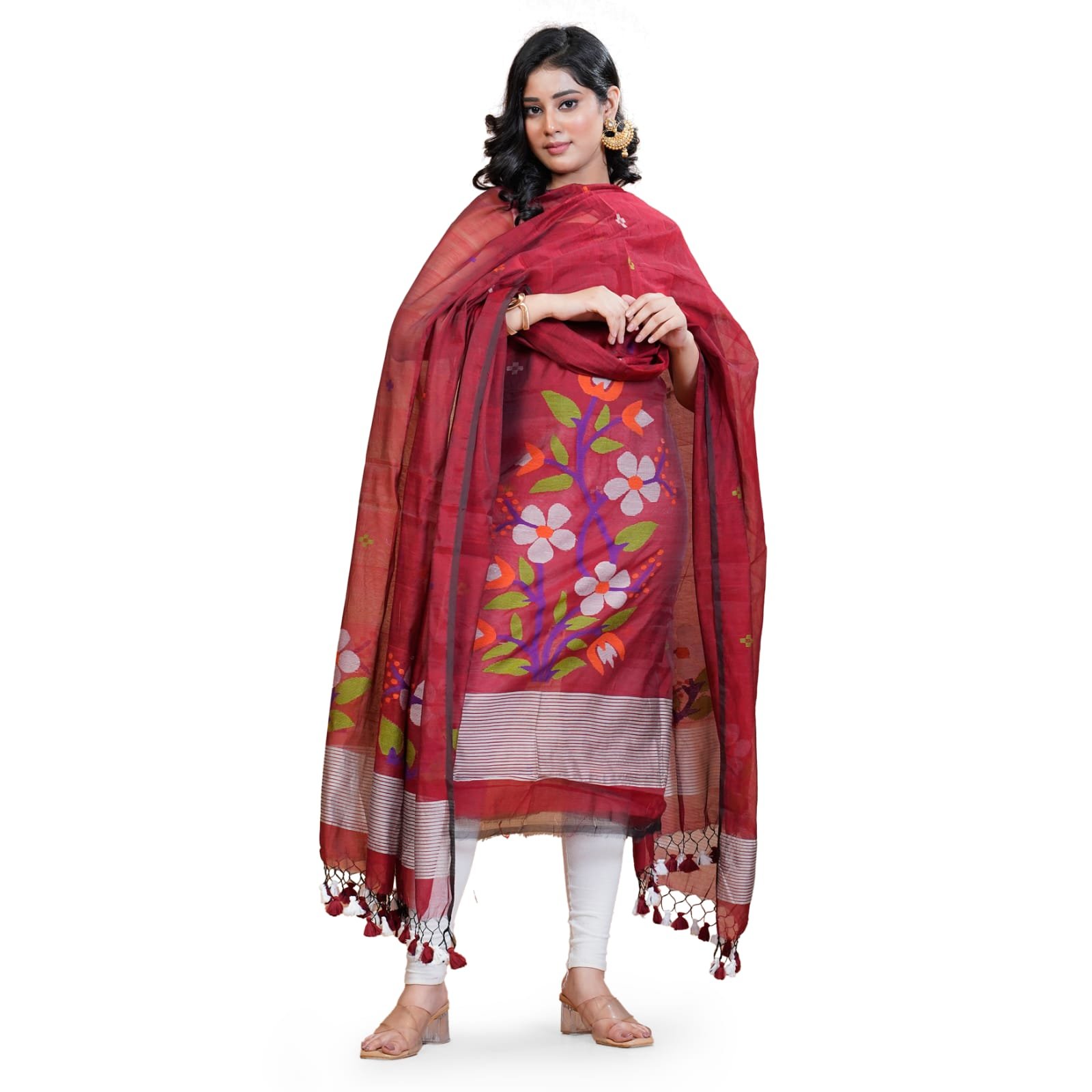 Torshiki Jamdani Work Floral Handloom Suit - Image 5