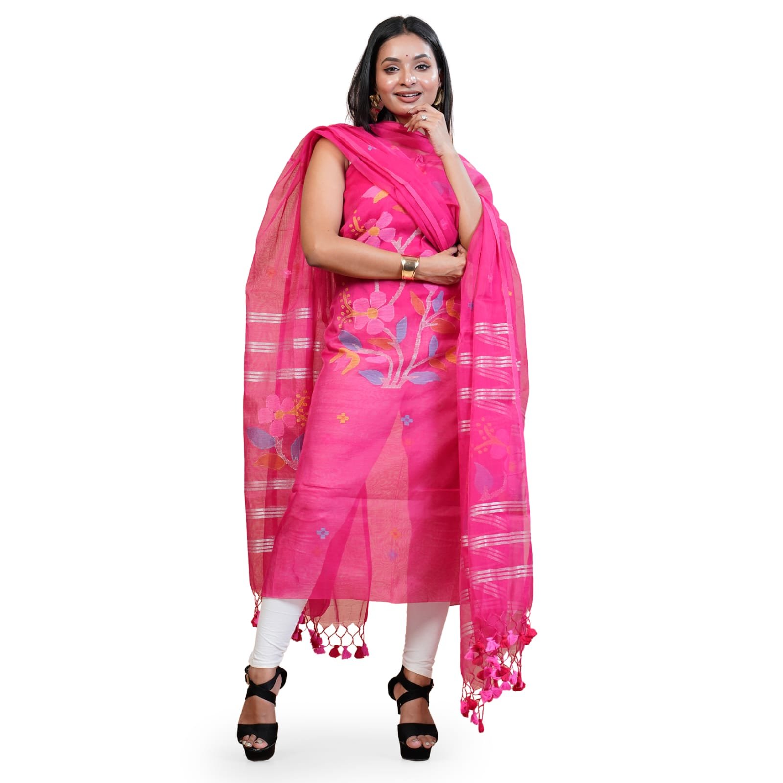 Torshiki Jamdani Work Floral Handloom Suit - Image 4