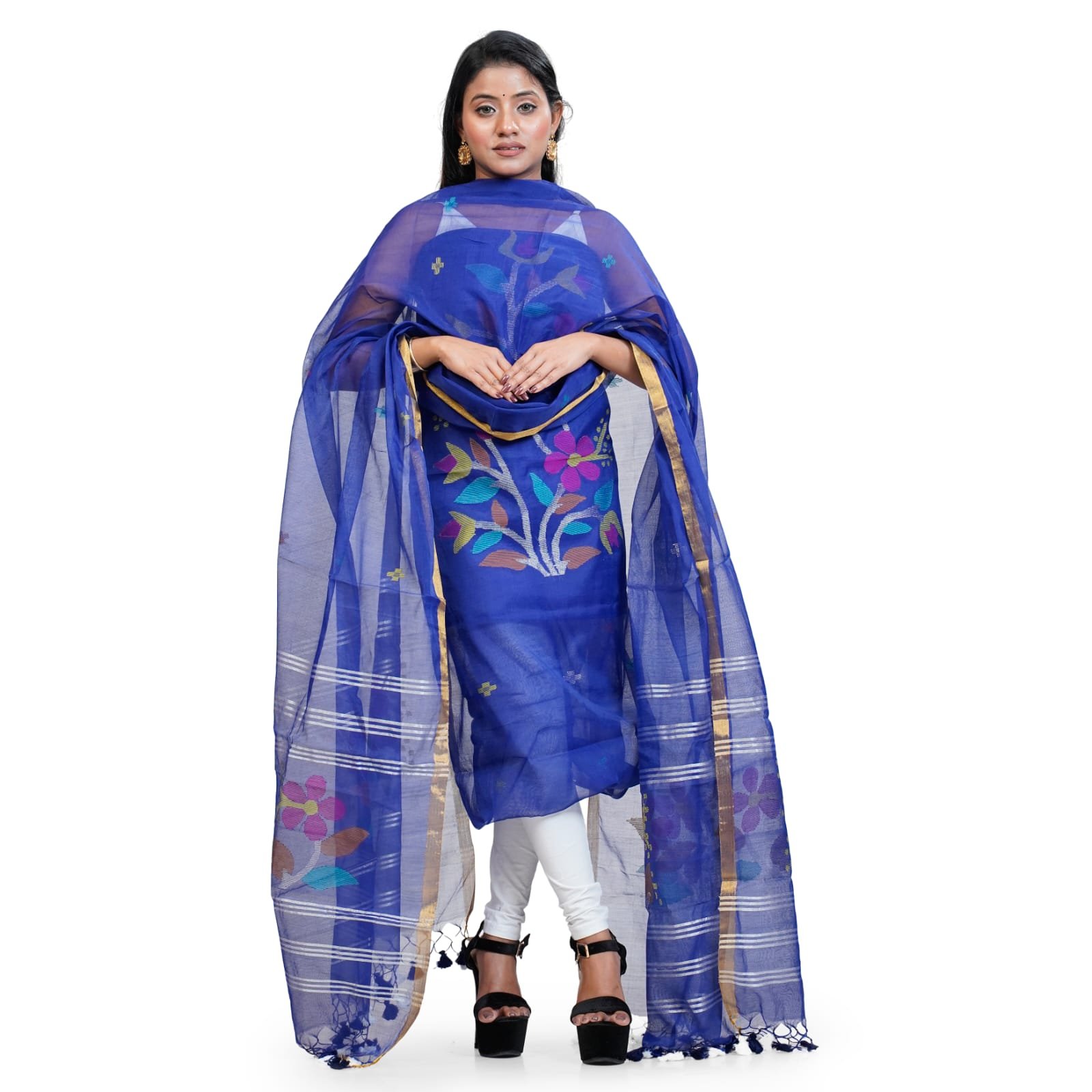 Torshiki Jamdani Work Floral Handloom Suit - Image 3