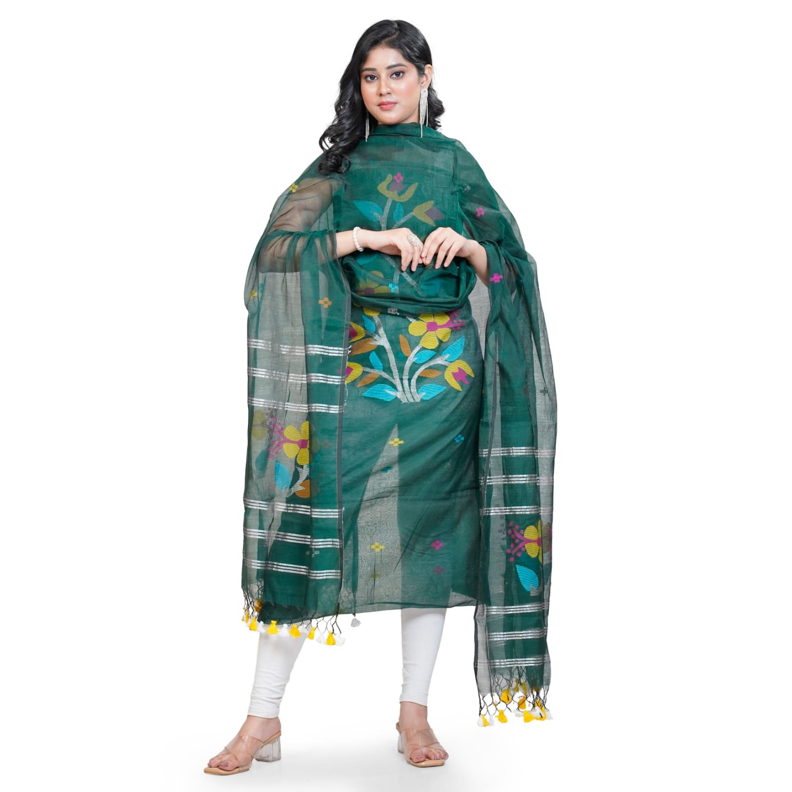 Torshiki Jamdani Work Floral Handloom Suit - Image 2